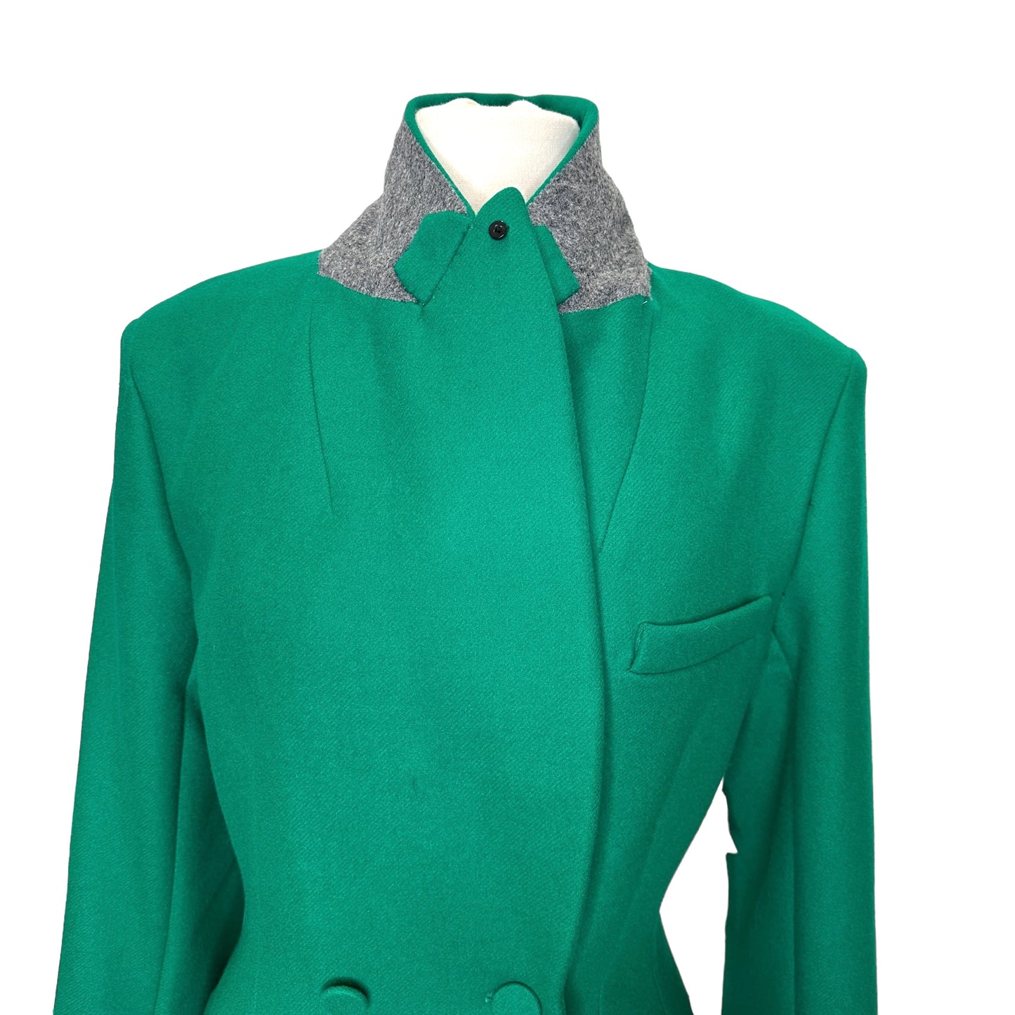 Green Wool Coat w/Faux-Fur - 6