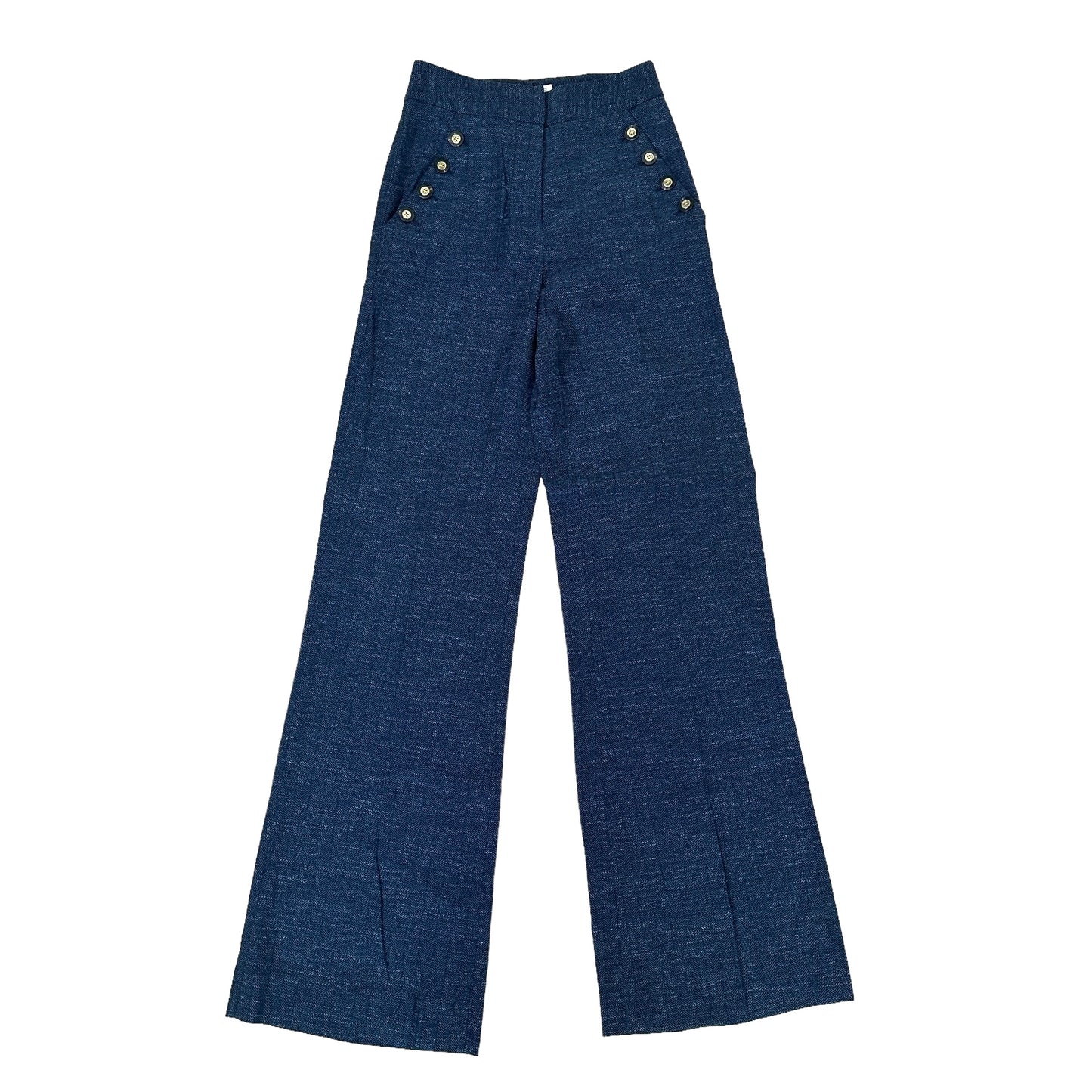 Blue Linen Blazer & Pants Set - 0