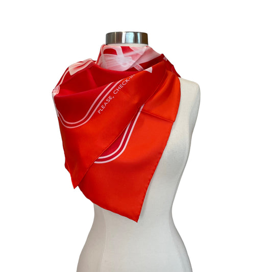 Red Check Bag Silk Scarf - OS