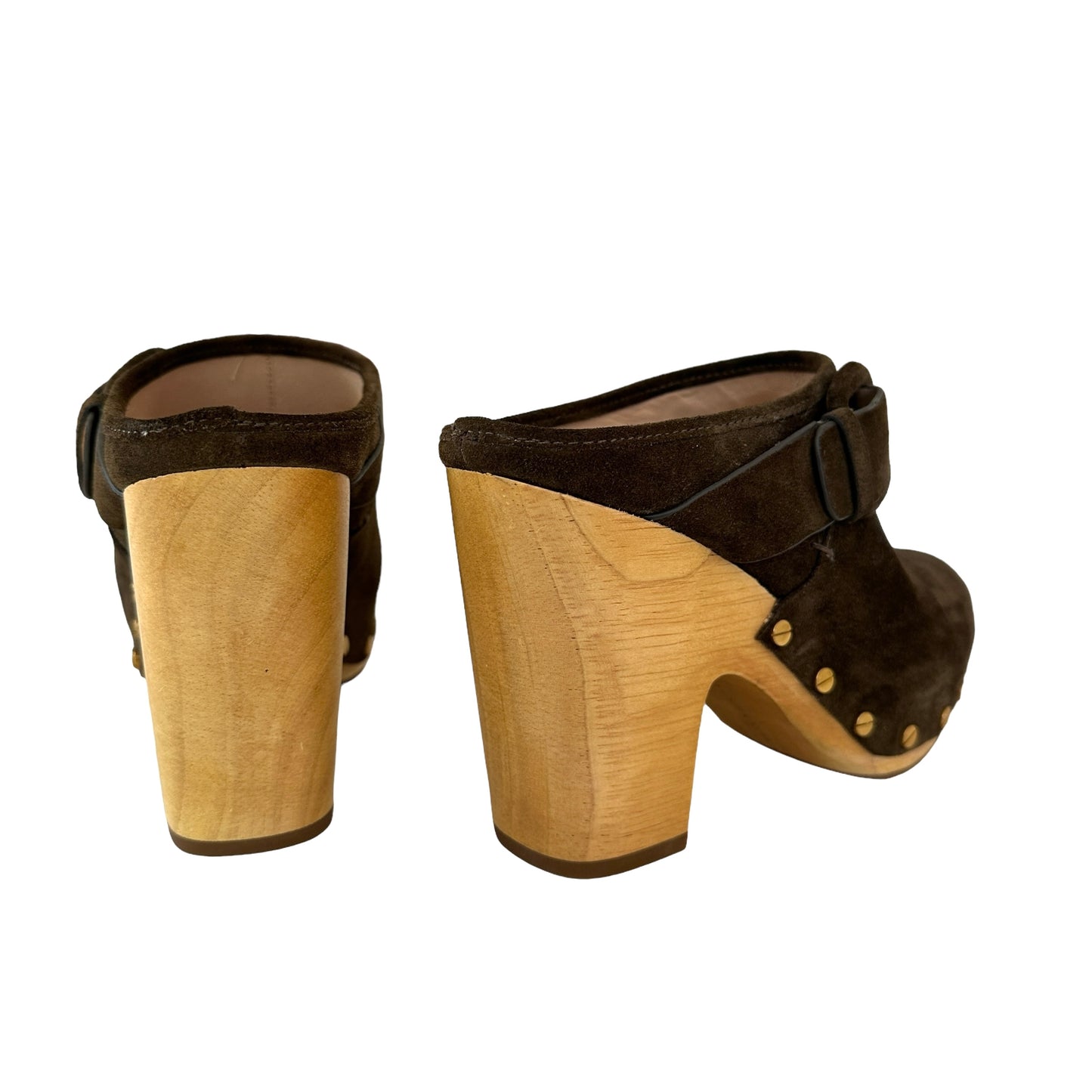 Kaki Suede Clogs - 7