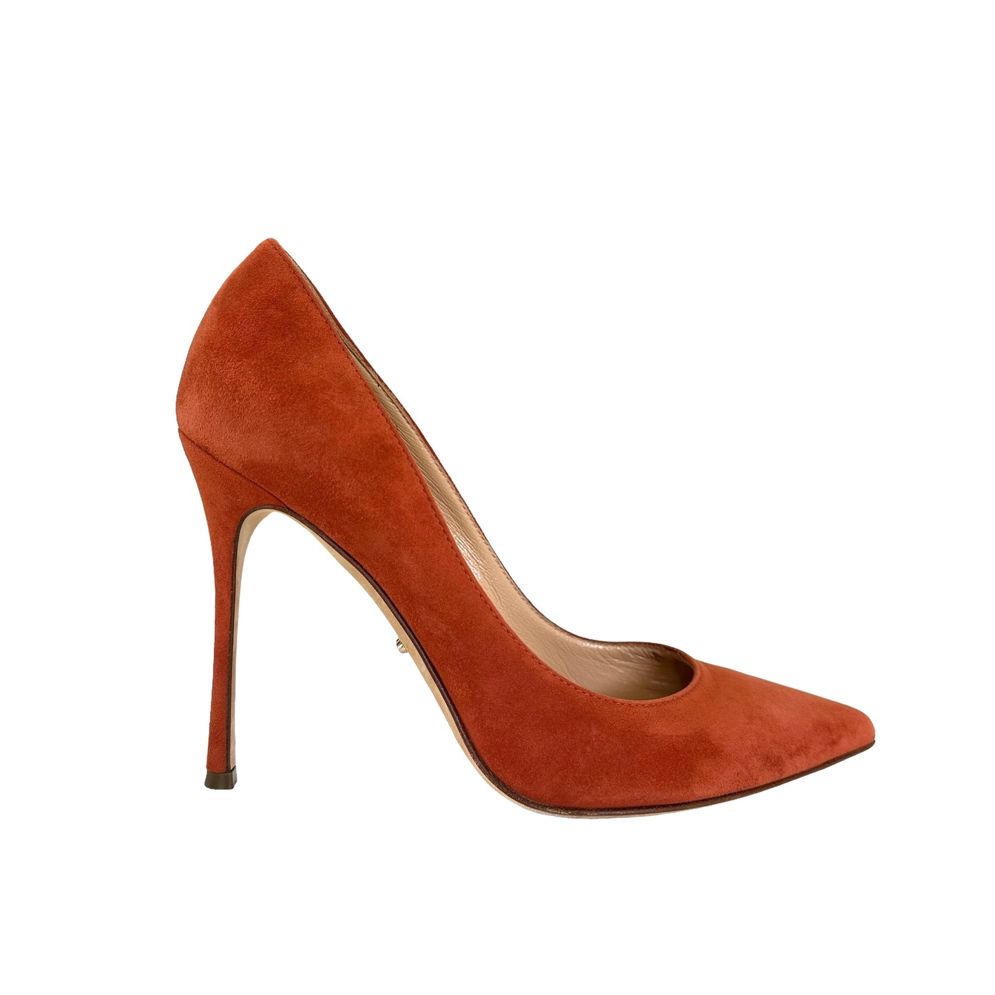 Burnt Orange Suede Heels - 7