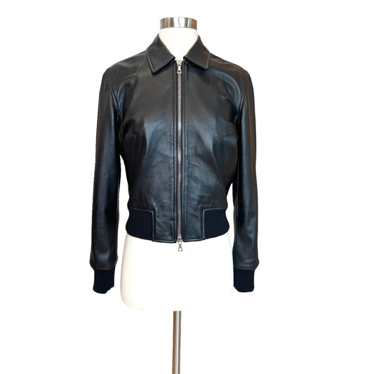 Leather Bomber Jacket - S