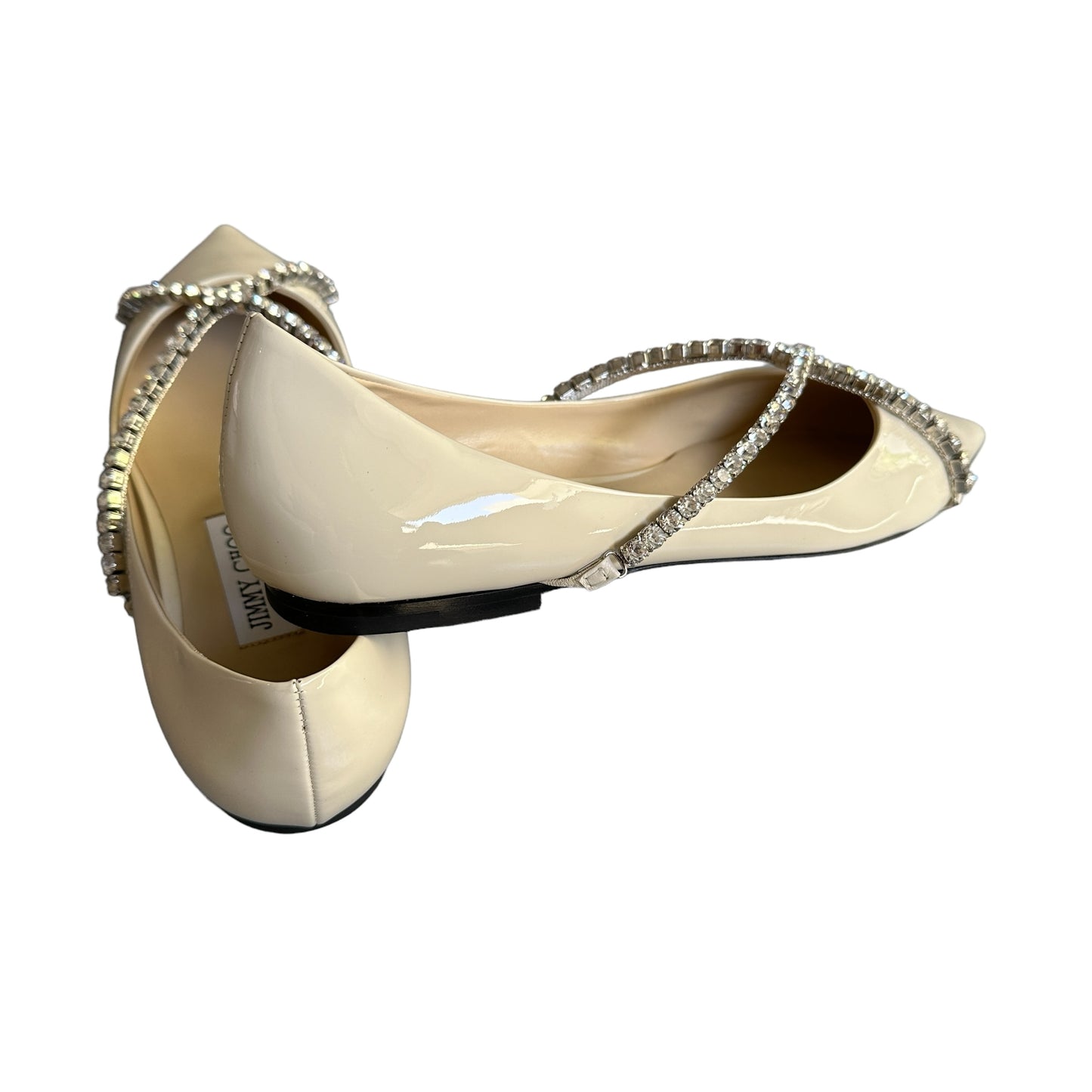 Cream Patent & Crystal Flats - 9