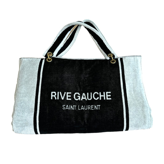 Black & White Terrycloth Beach Bag