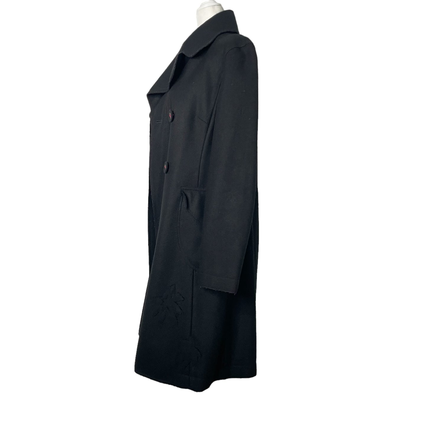 Black Wool Trench Coat - XS