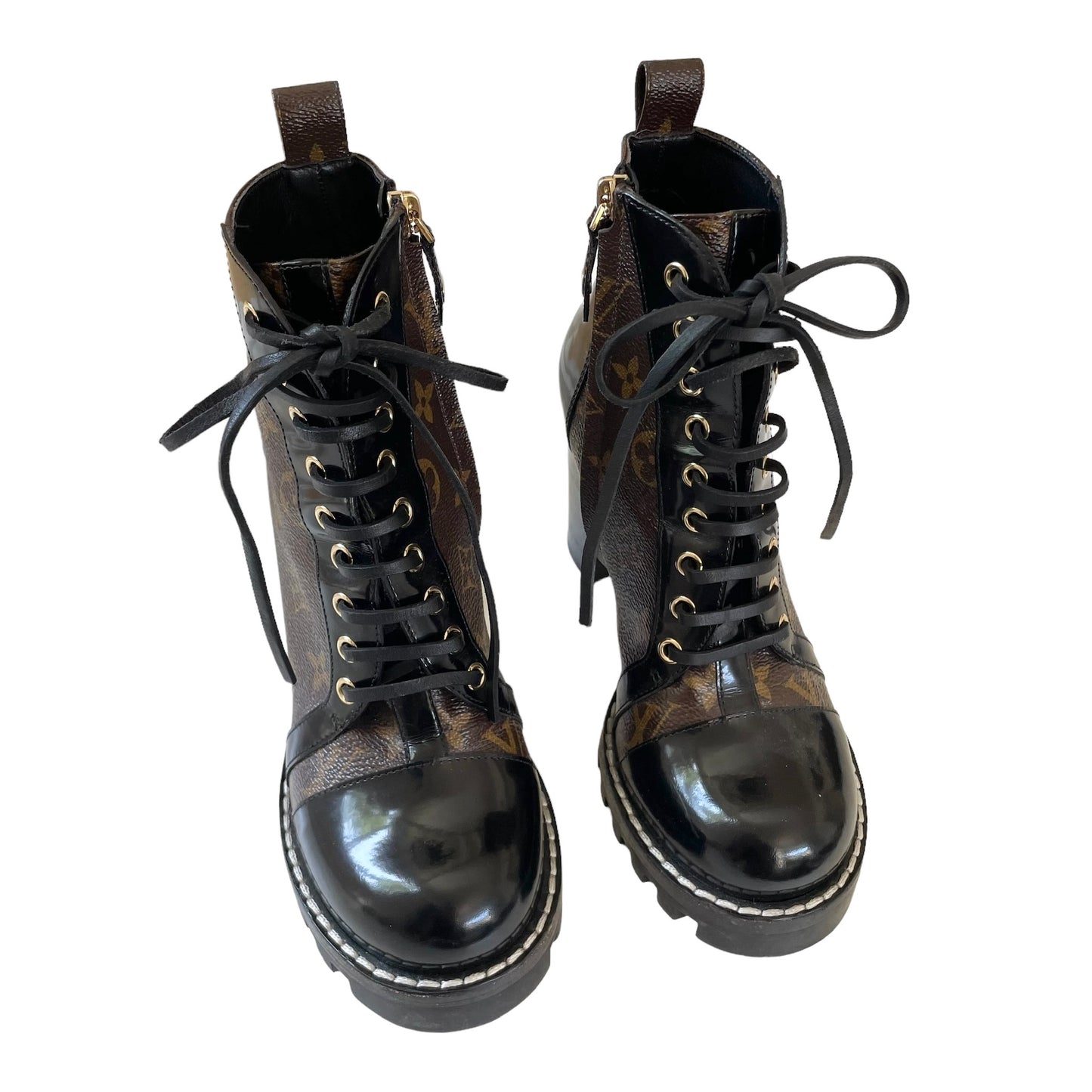 Monogram Heeled Combat Boots - 7.5