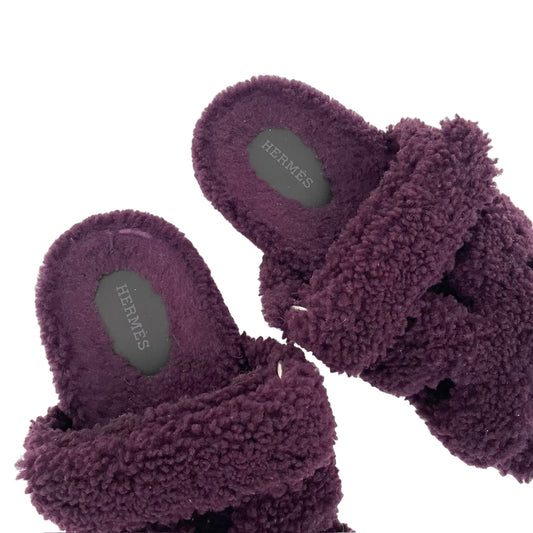 Purple Shearling Chypre Slides - 8