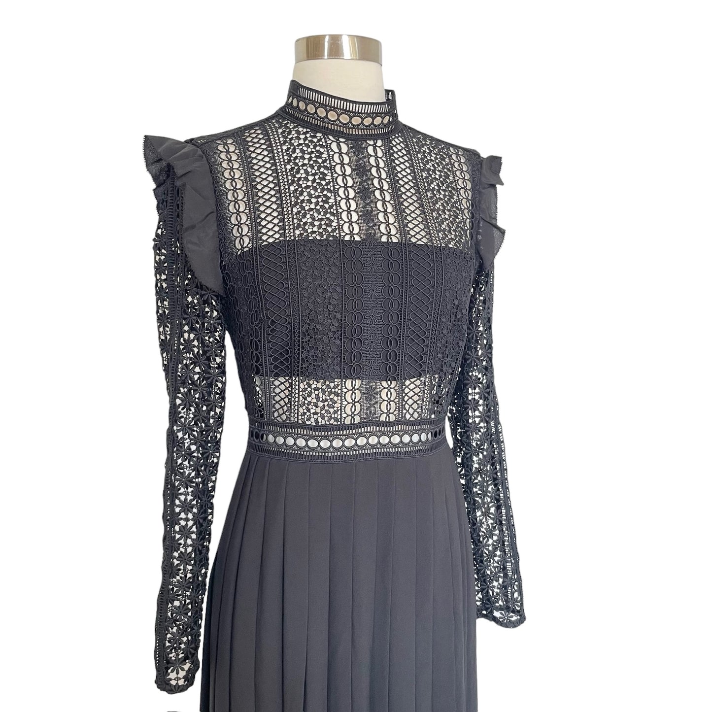 Black Laced Maxi Dress - 4