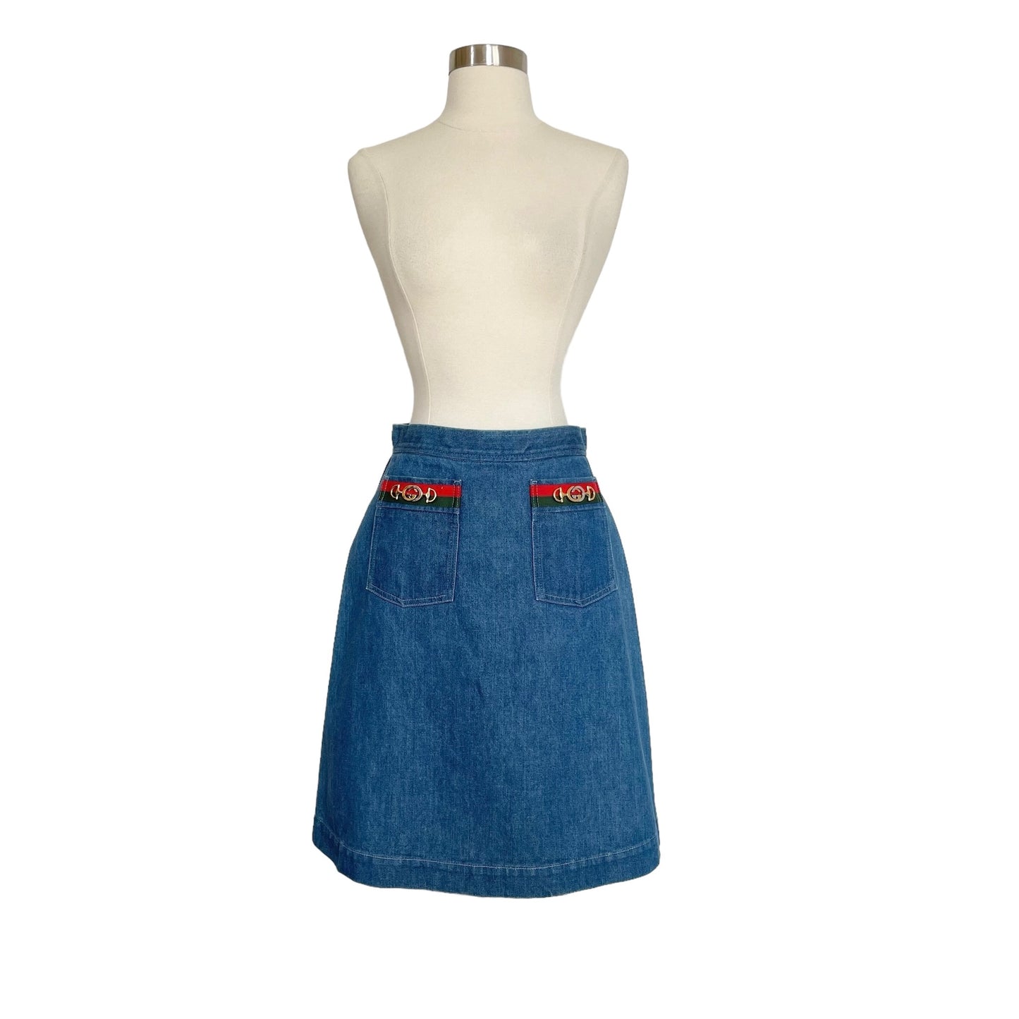 Denim Logo Midi Skirt - S