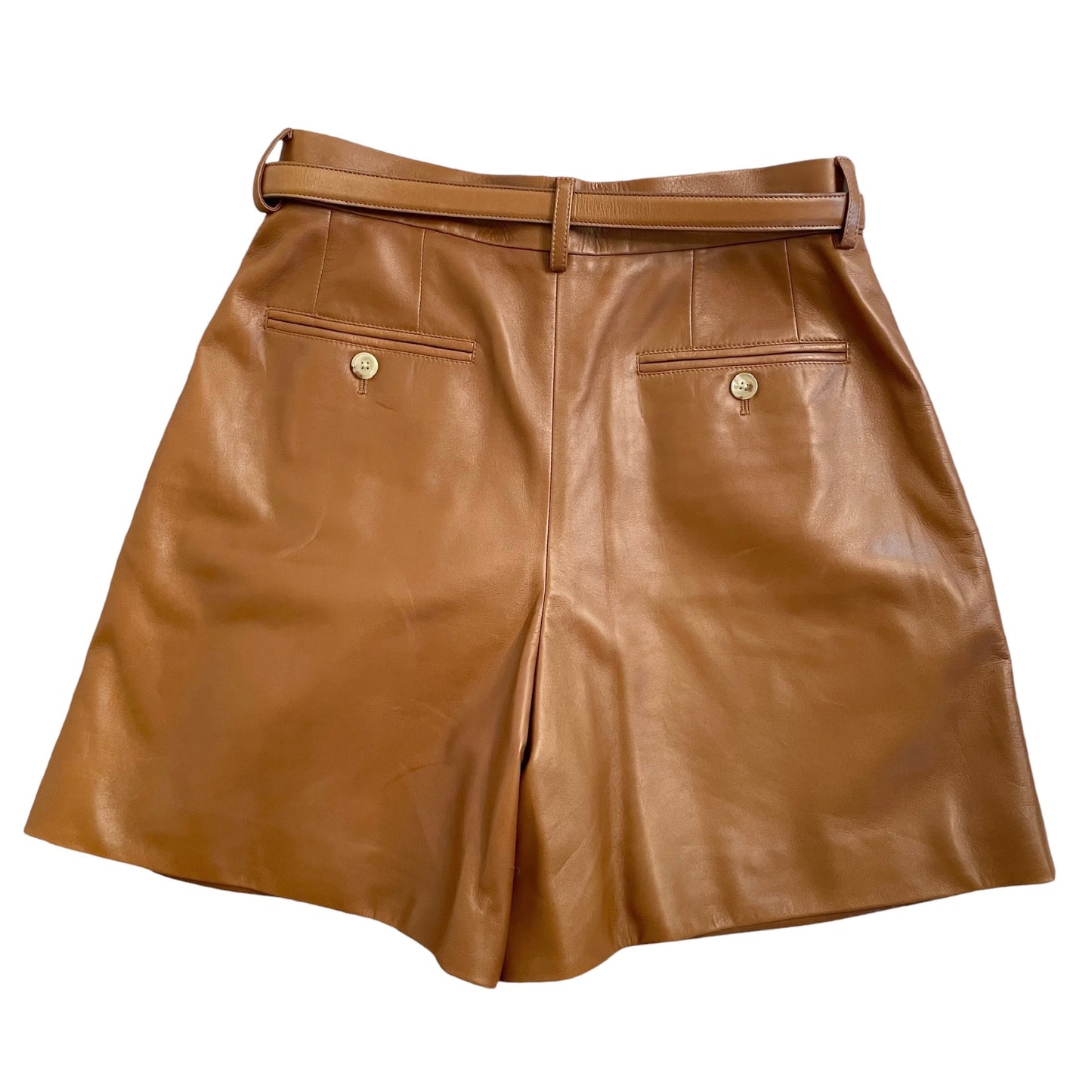 Brown Leather Shorts - 2