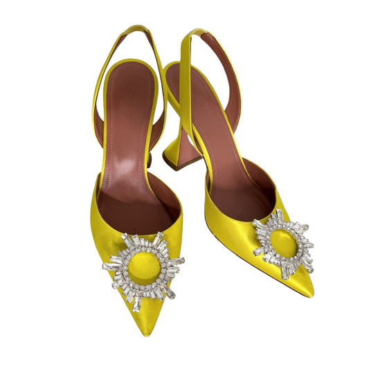 Crystal Leather Heels - 8