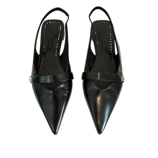 Black Leather Slingbacks - 9