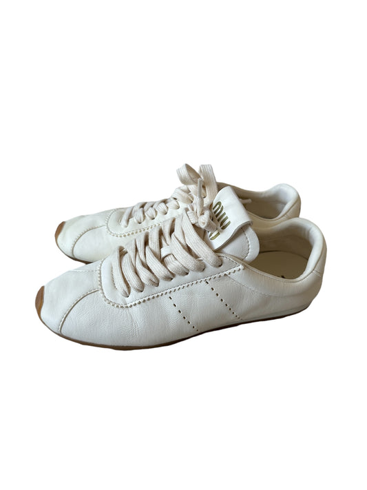 Cream Leather Sneakers - 8
