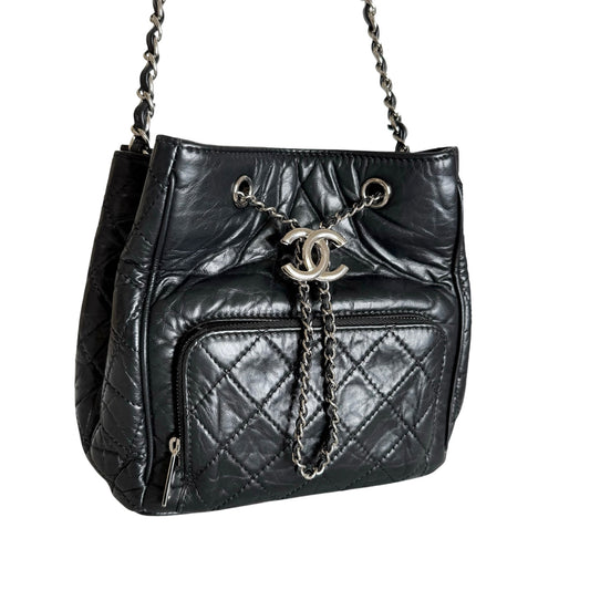 Black Drawstring Crossbody Bag