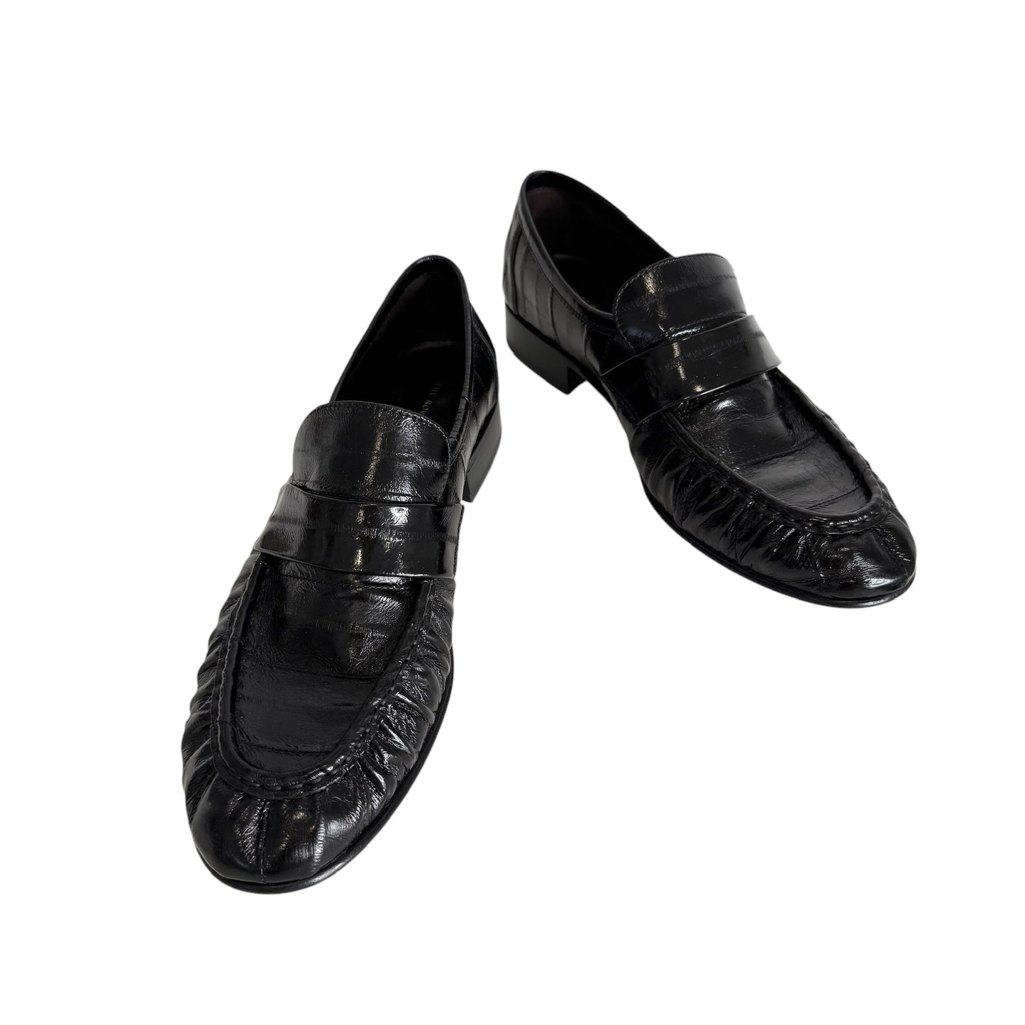 Black Embossed Loafers - 8