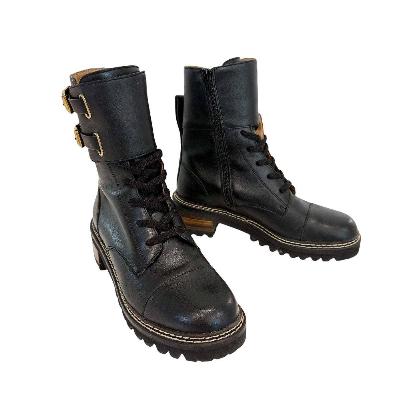 Black Combat Boots - 7.5