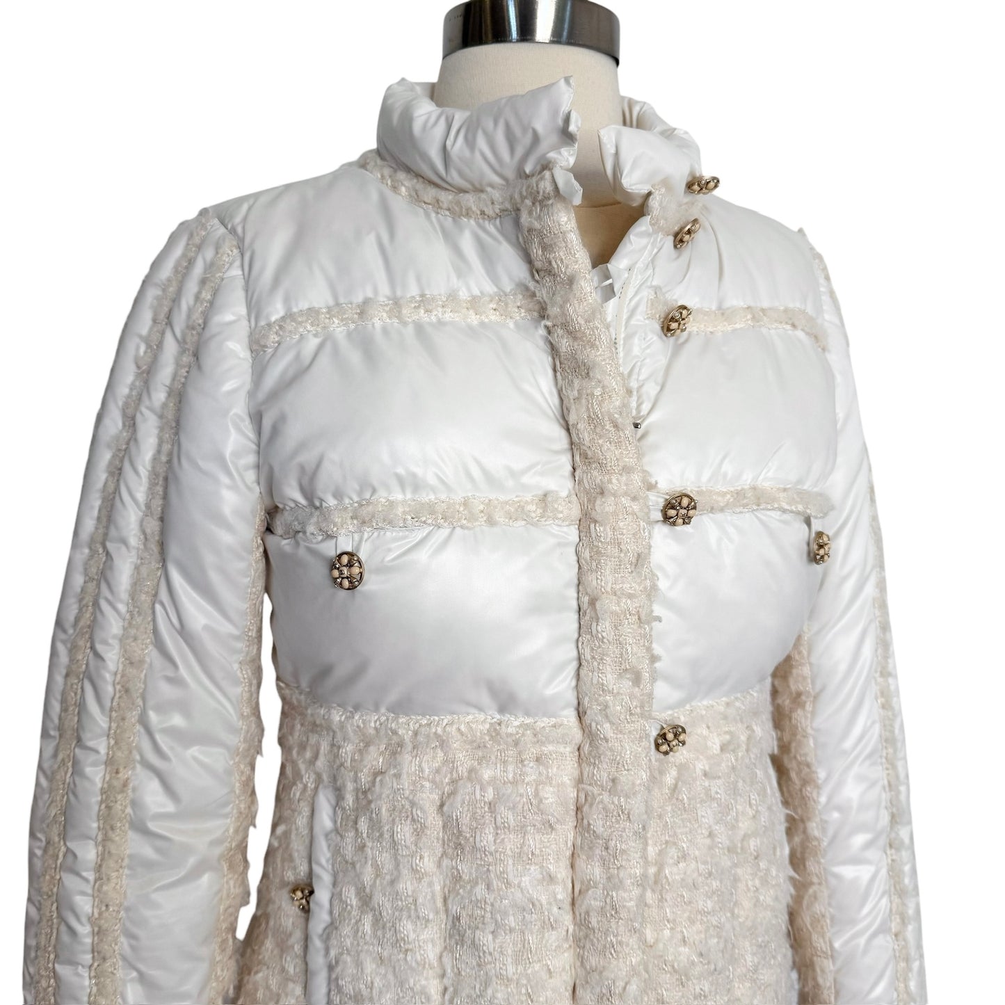 Cream Logo Puffer Jacket - XS