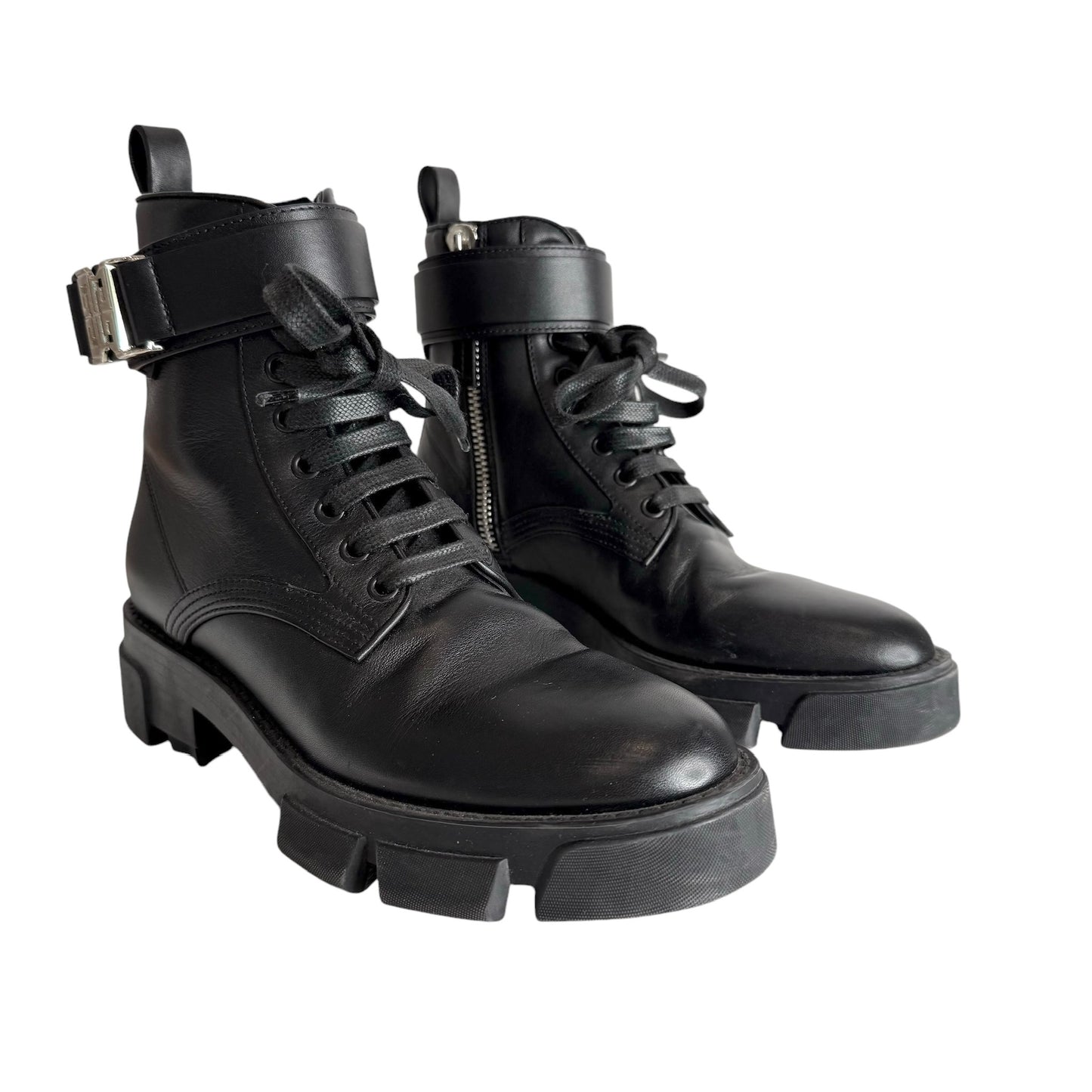 Black Logo Combat Boots - 6