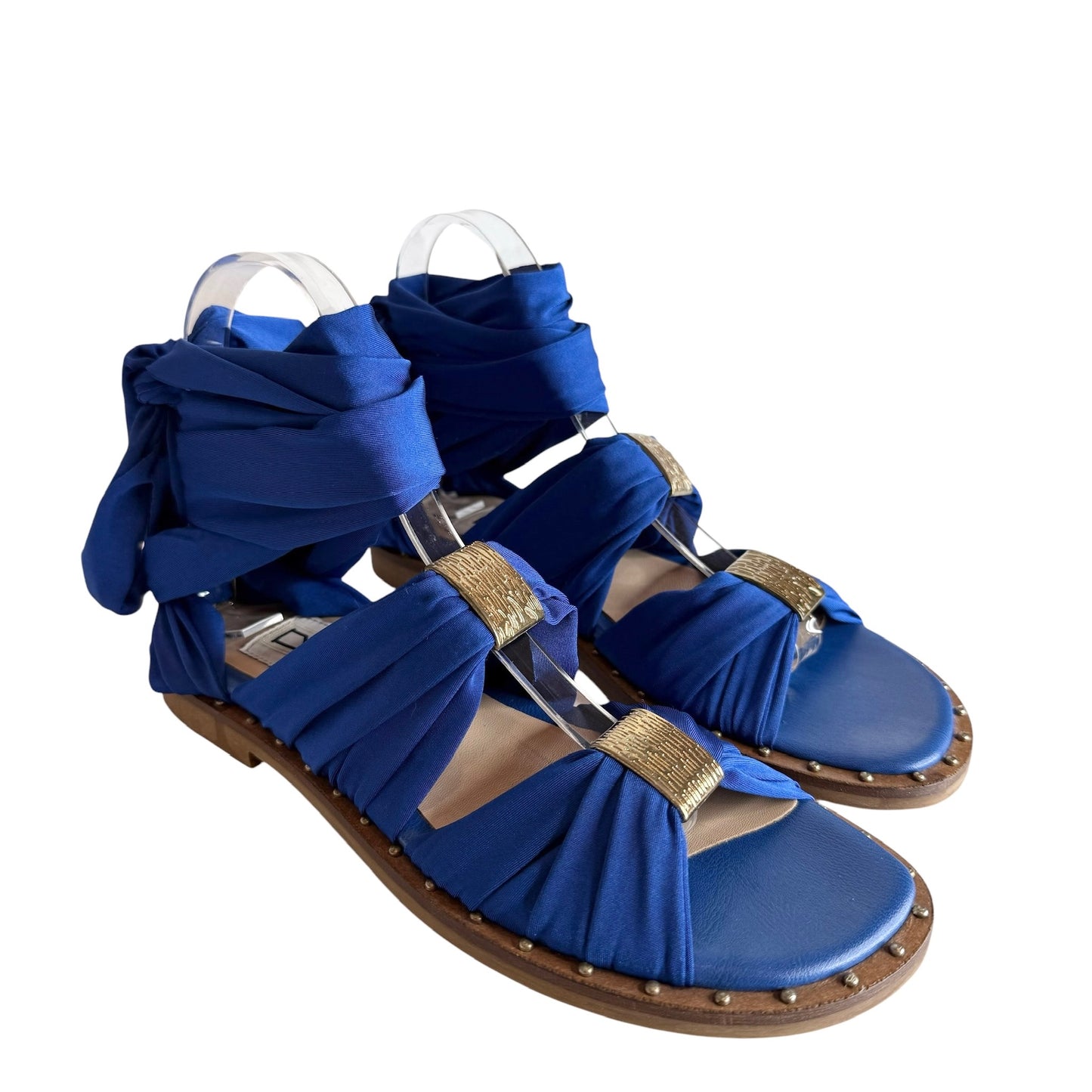 Blue Wrapped Ankle Sandals - 8