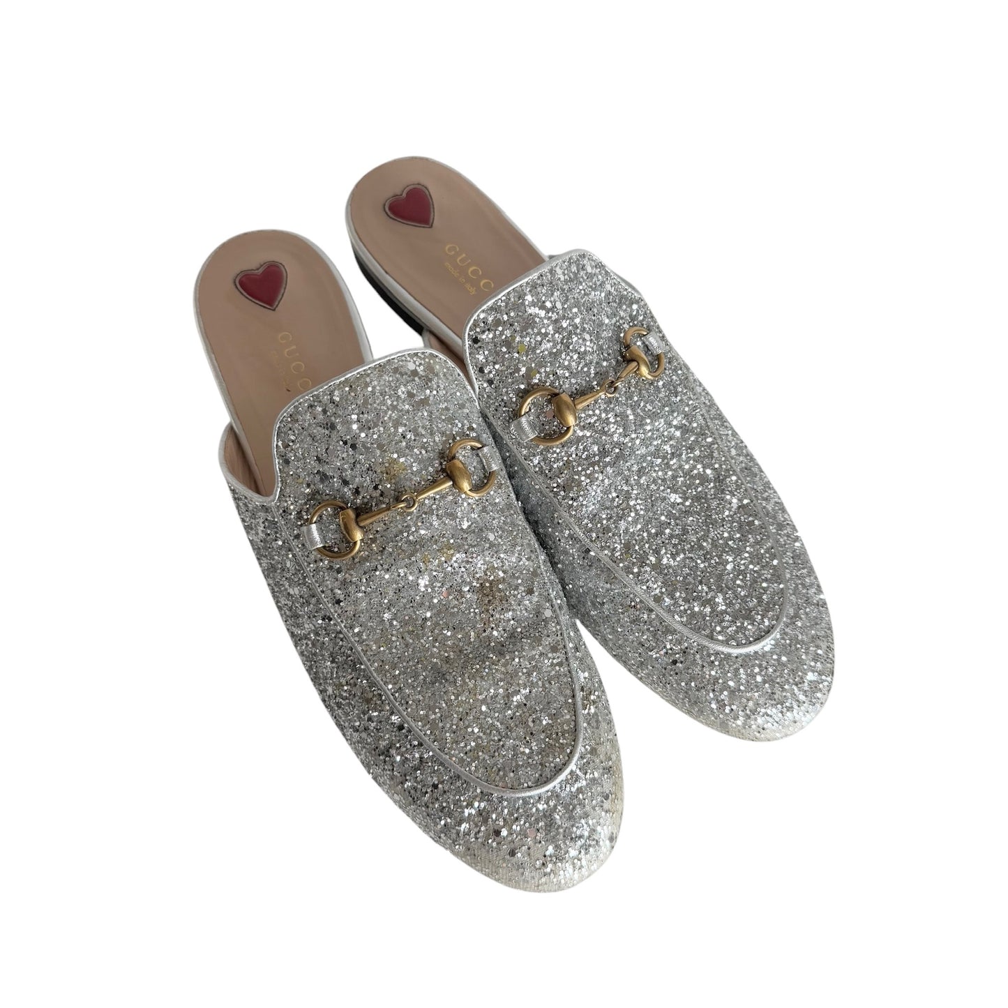 Silver Glitters Princetown Slides - 10.5