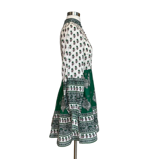 Green Linen Floral Dress - 1
