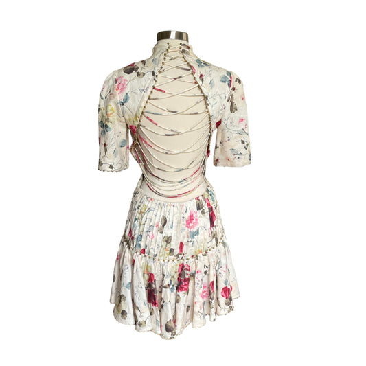 Floral Studded Lined Mini Dress - 2