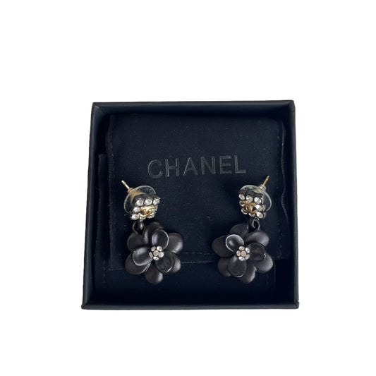Black Camelia Logo Earrings