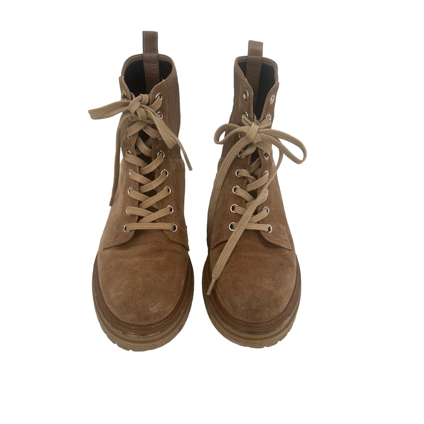 Brown Suede Combat Boots - 7.5