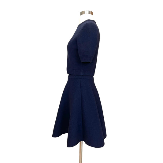 2021 Navy Wool Top & Skirt Set - S