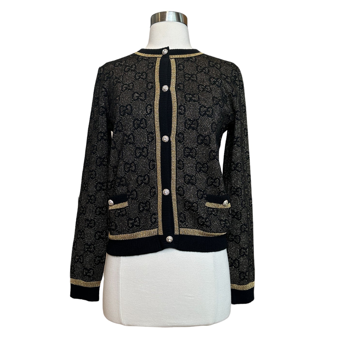 Black & Gold Logo Cardigan - XS