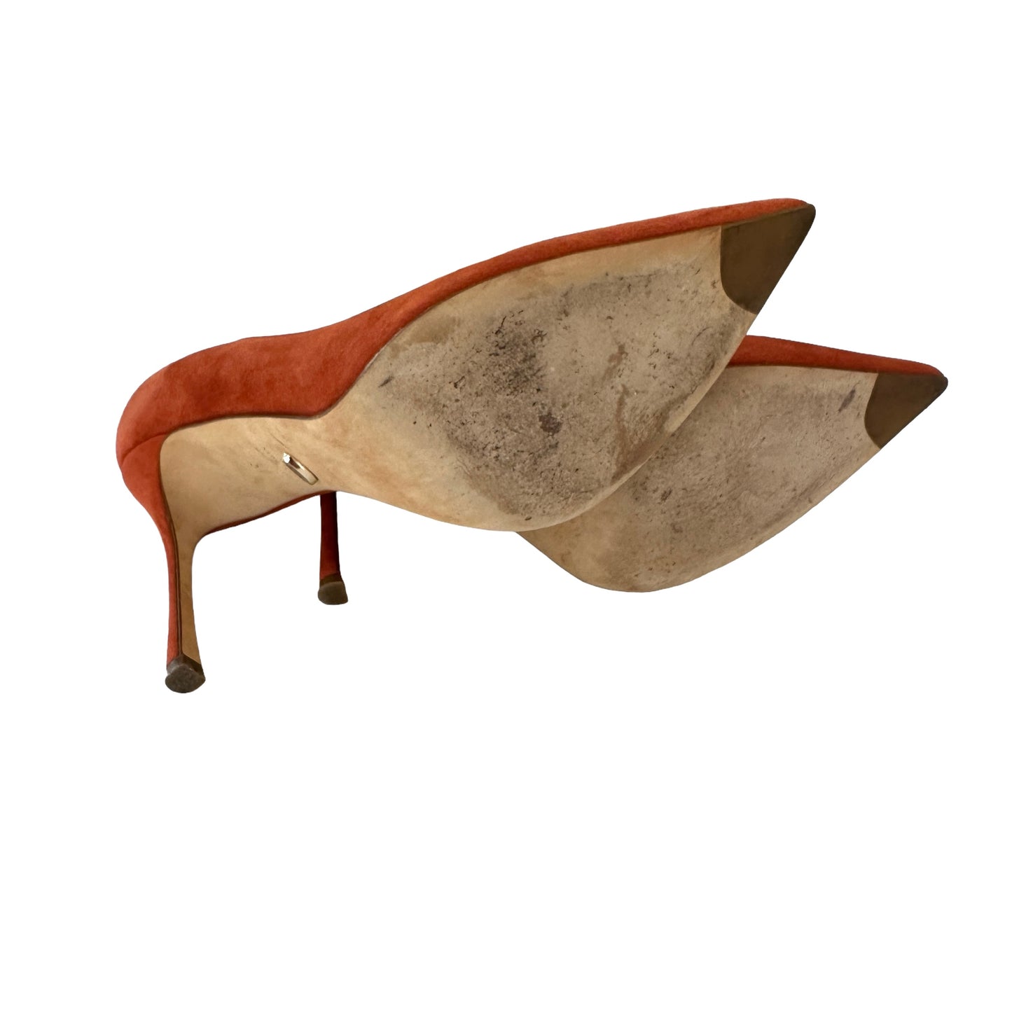 Burnt Orange Suede Heels - 7