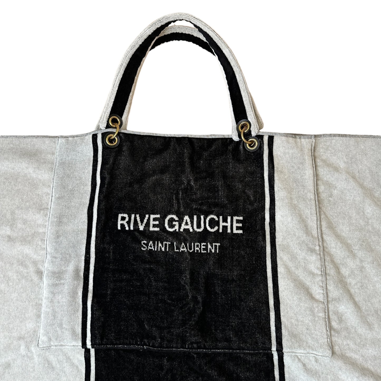 Black & White Terrycloth Beach Bag