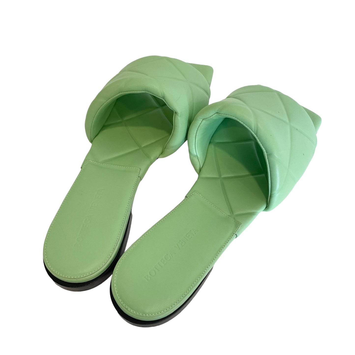 Green Leather Slides - 11