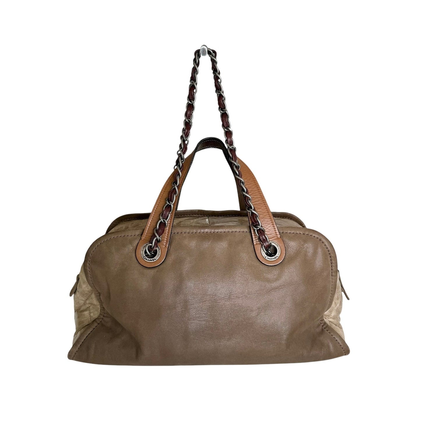 Brown & Beige Bowler Bag