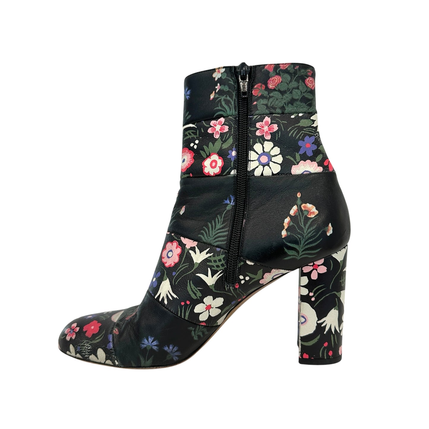 Black Floral Heeled Boots - 9