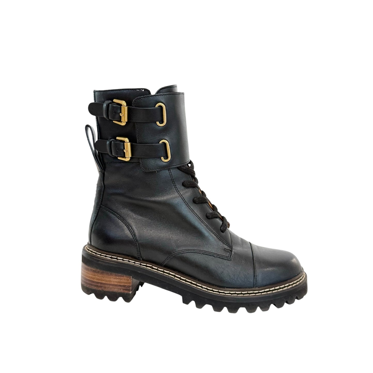 Black Combat Boots - 7.5