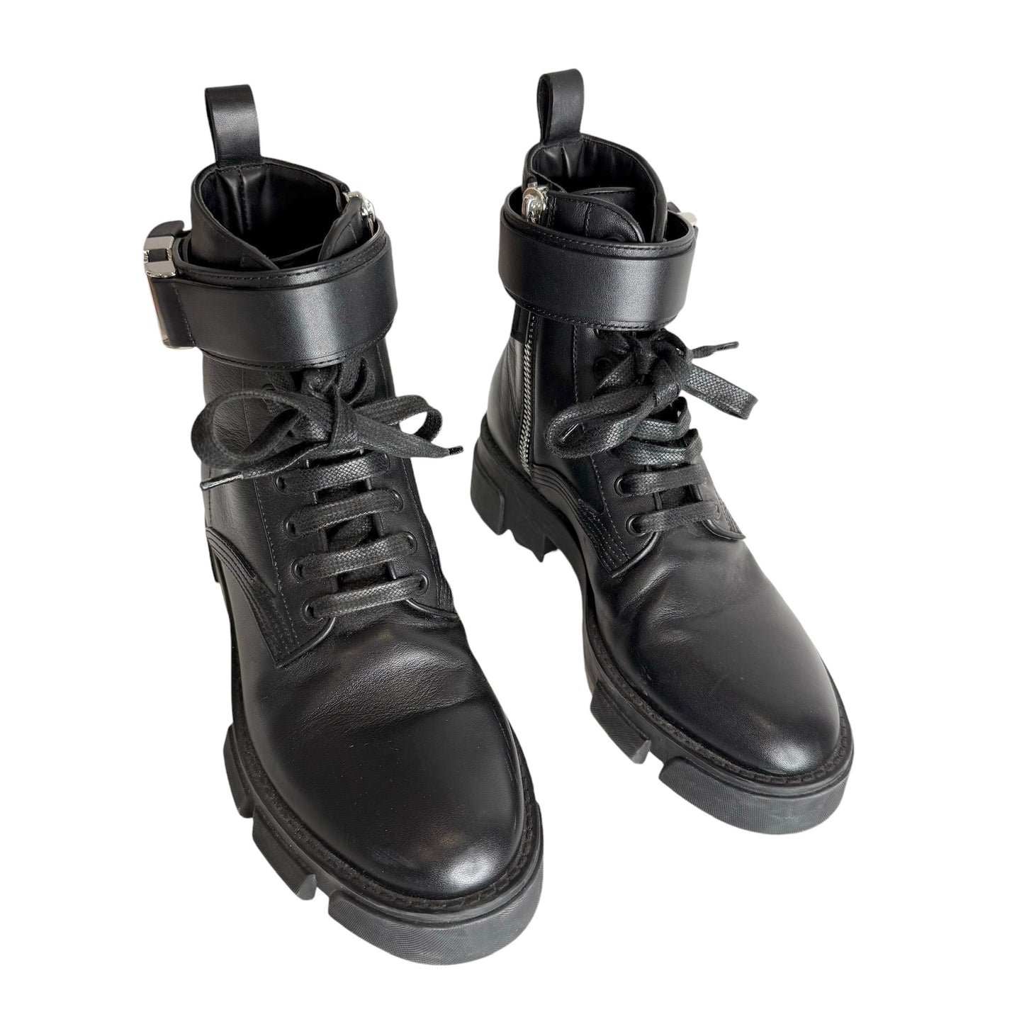 Black Logo Combat Boots - 6