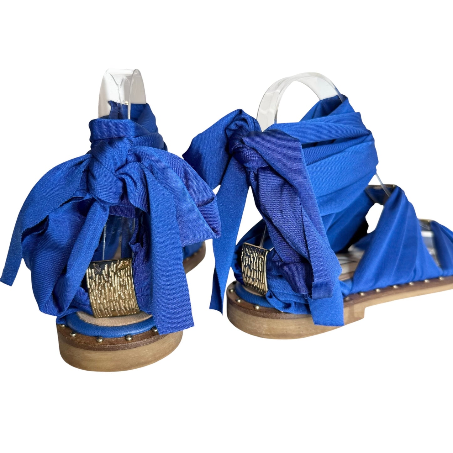 Blue Wrapped Ankle Sandals - 8