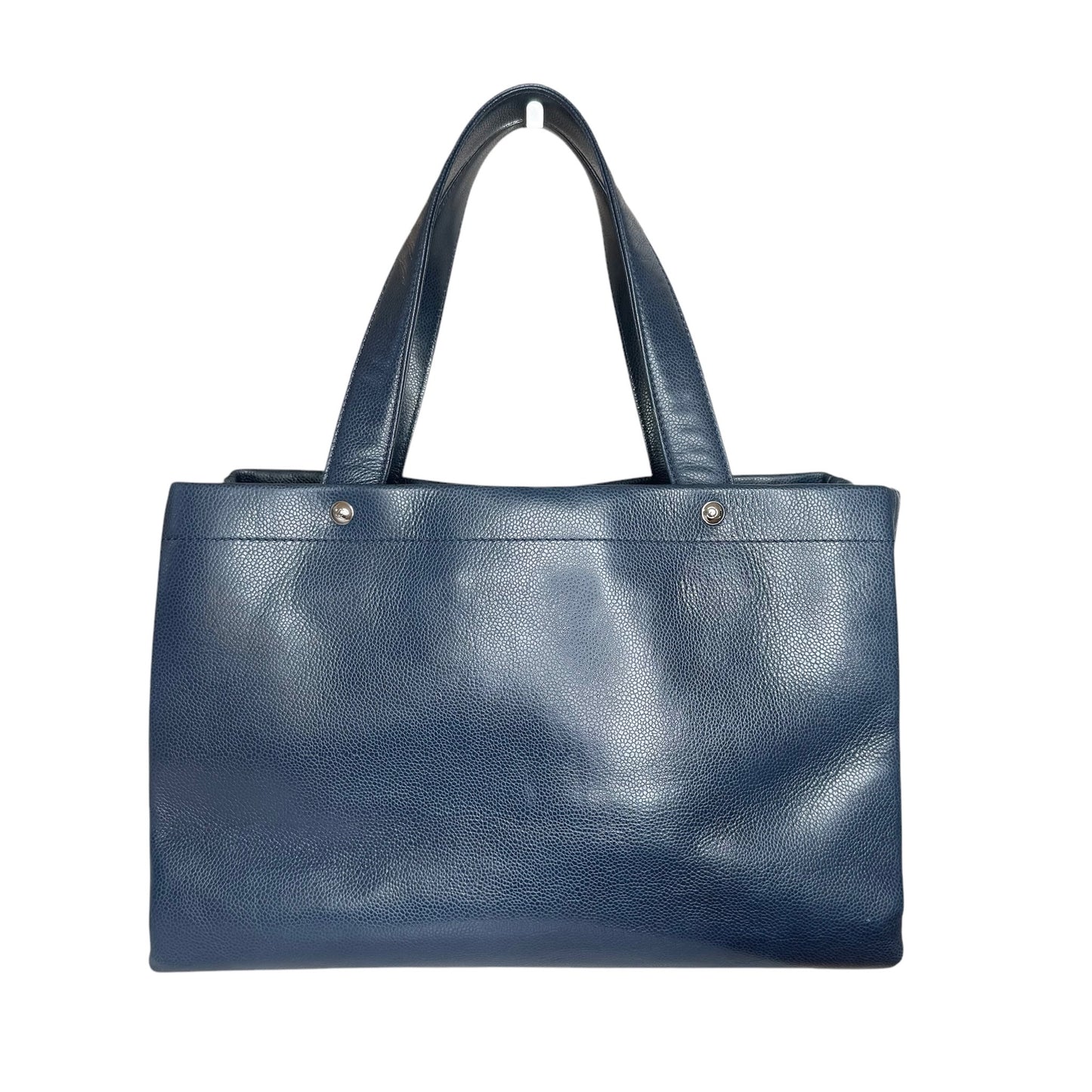 Navy Caviar Logo Tote