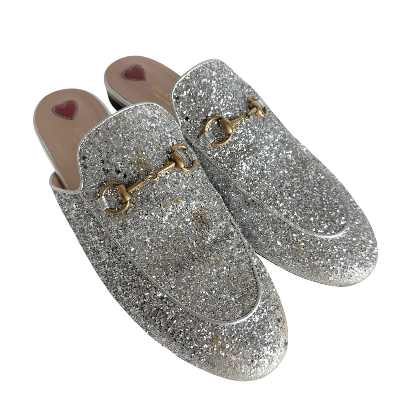 Silver Glitters Princetown Slides - 10.5