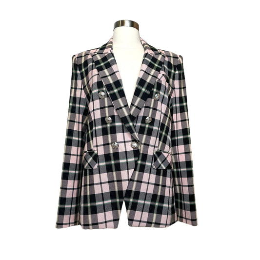 Pink Plaid Blazer - 12