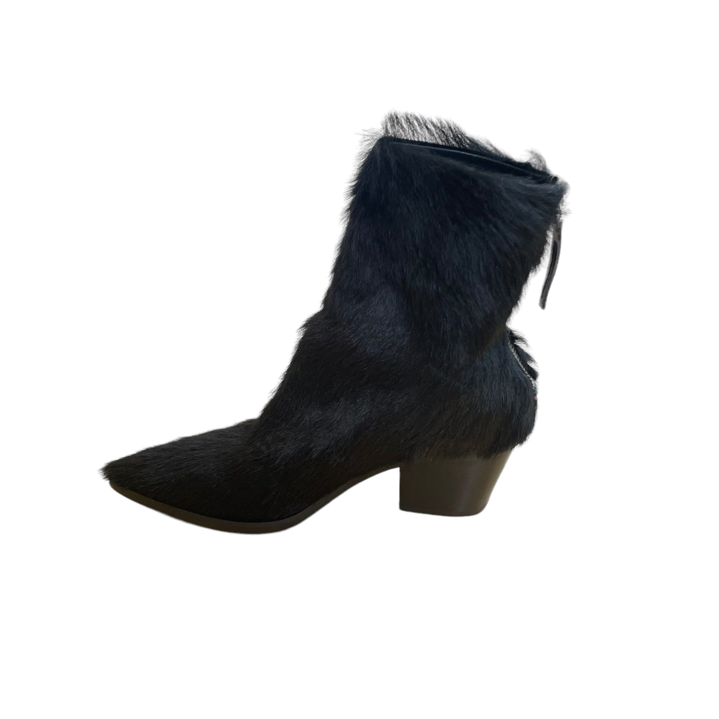 Black Fur Cowboy Boots - 7