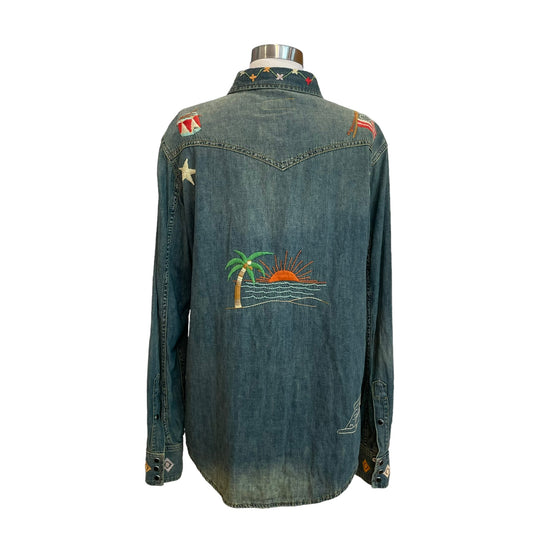 Denim Embroidered Shirt - XL