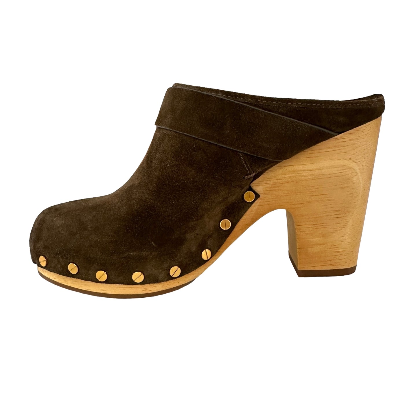 Kaki Suede Clogs - 7