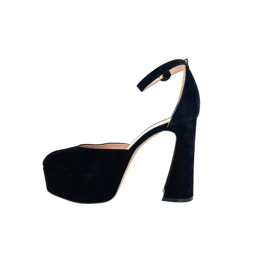 Black Suede Platform Heels - 6.5