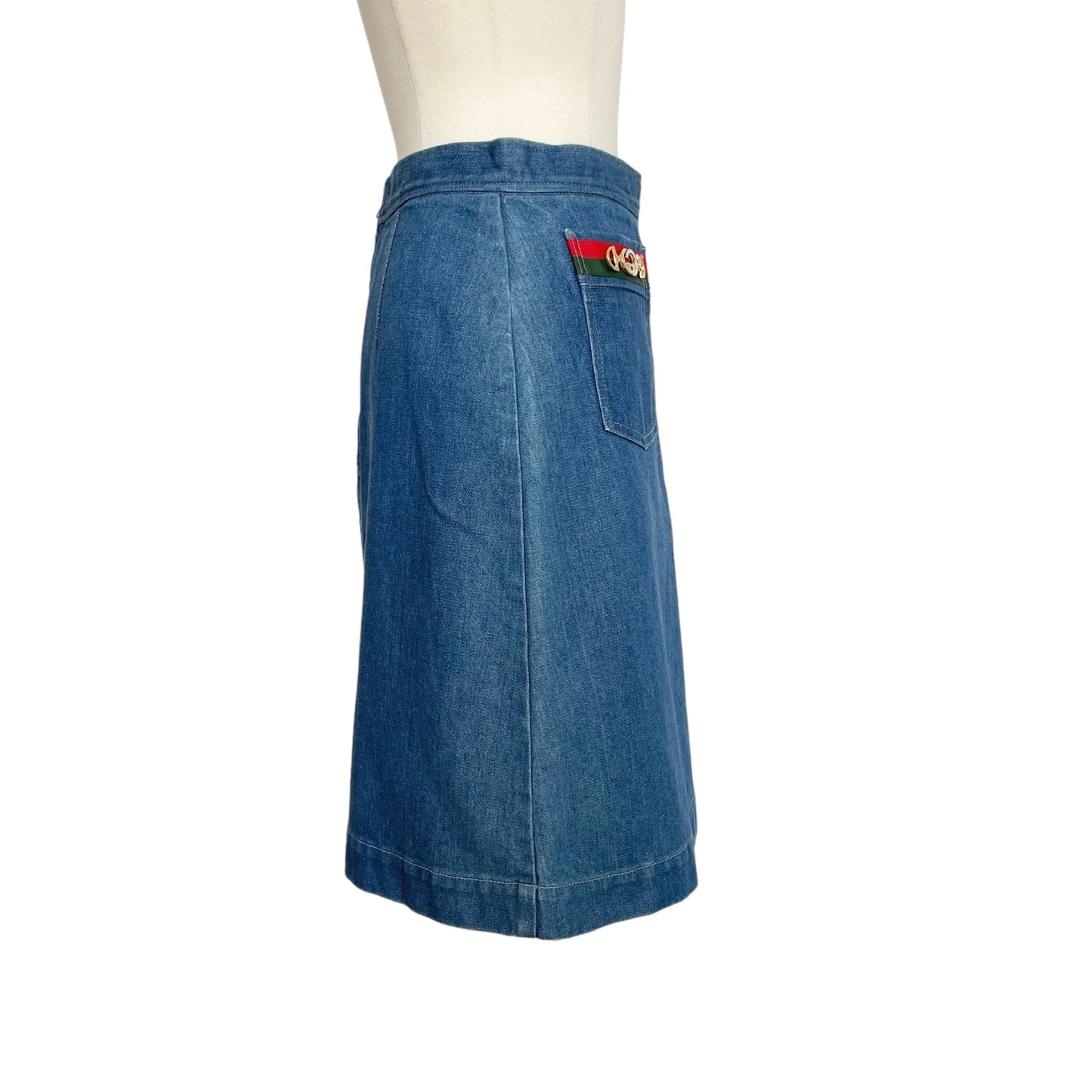 Denim Logo Midi Skirt - S