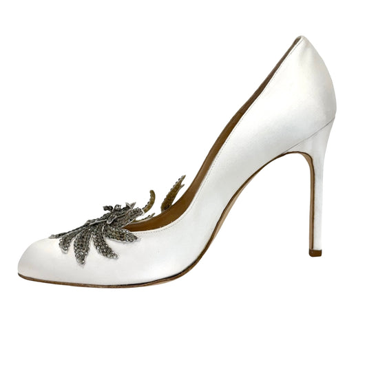 Embellished White Heels - 10