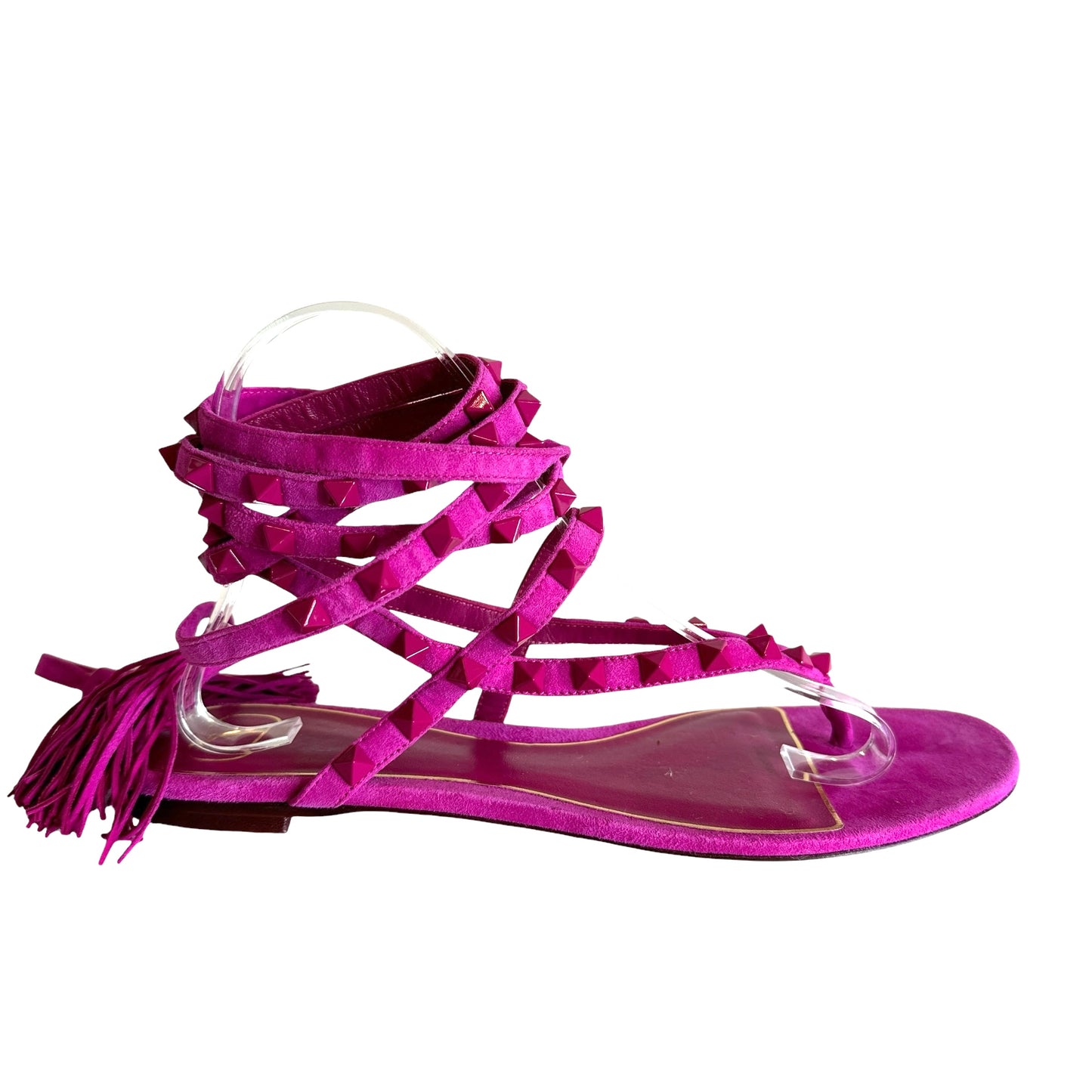 Pink Suede Rockstud Sandals - 9.5