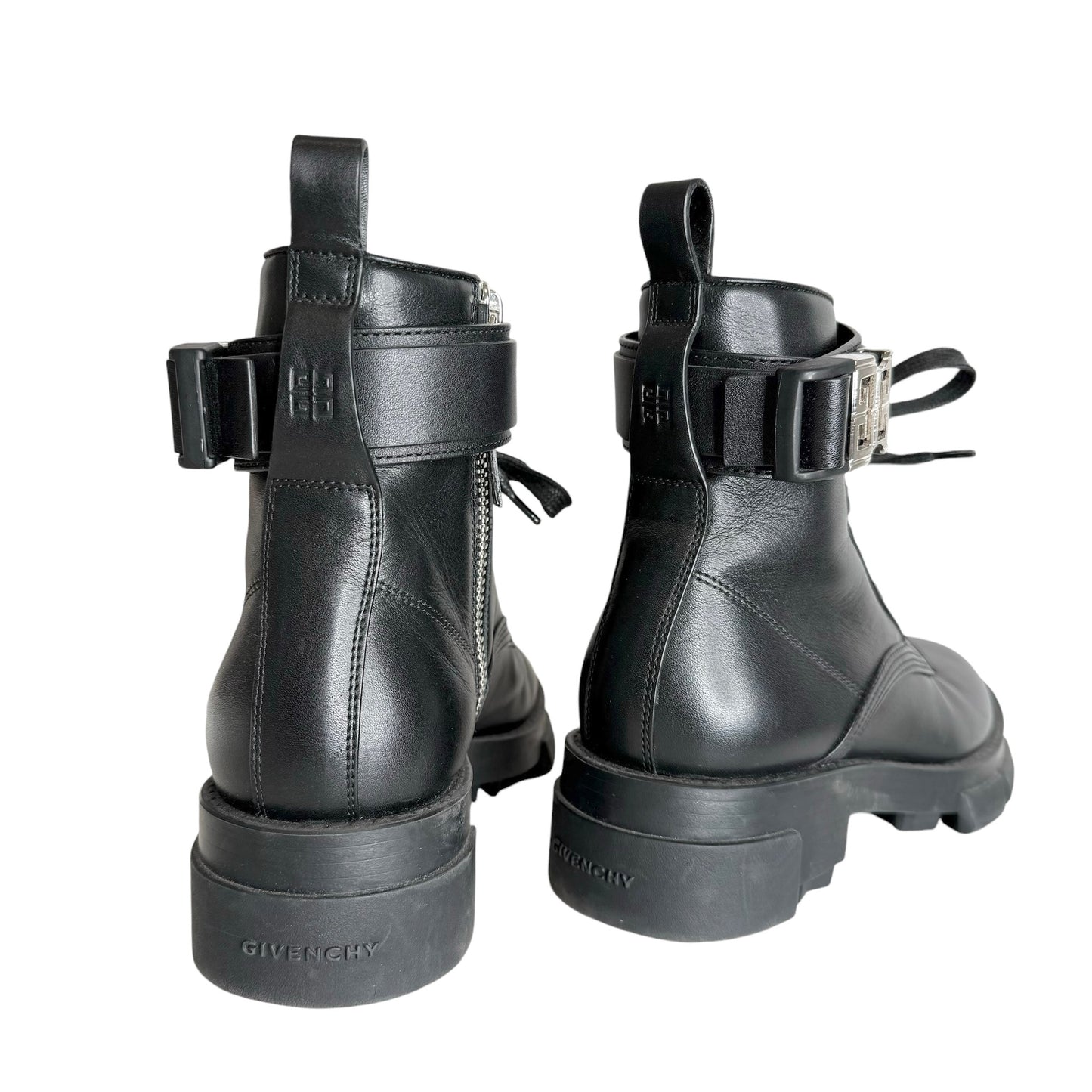 Black Logo Combat Boots - 6