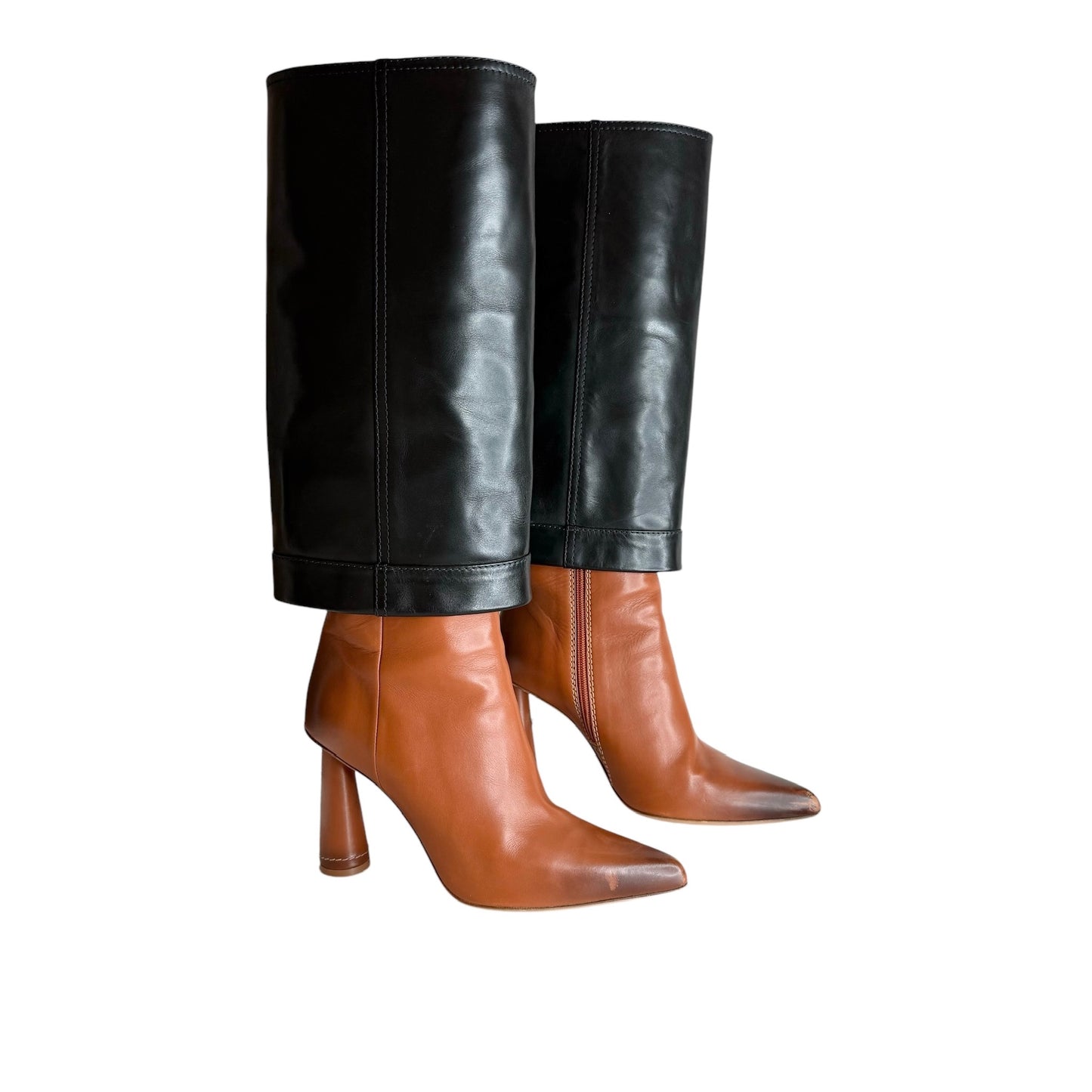 Black & Brown Heeled Boots - 10